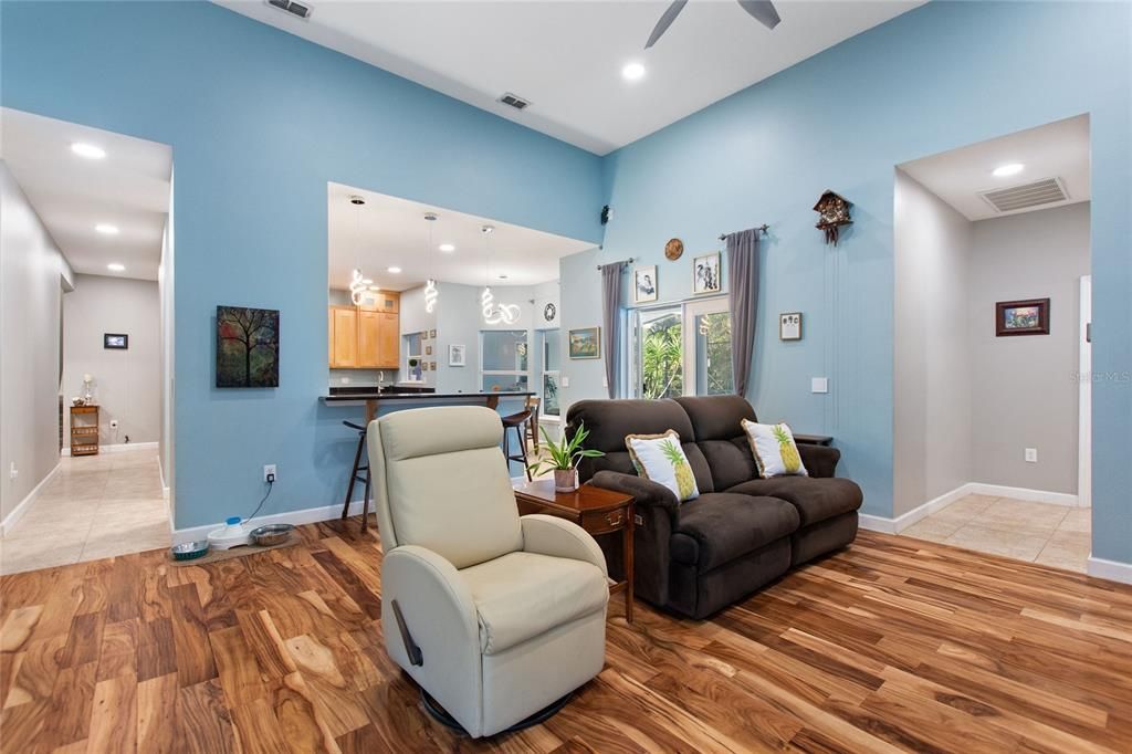 Great room opens to kitchen