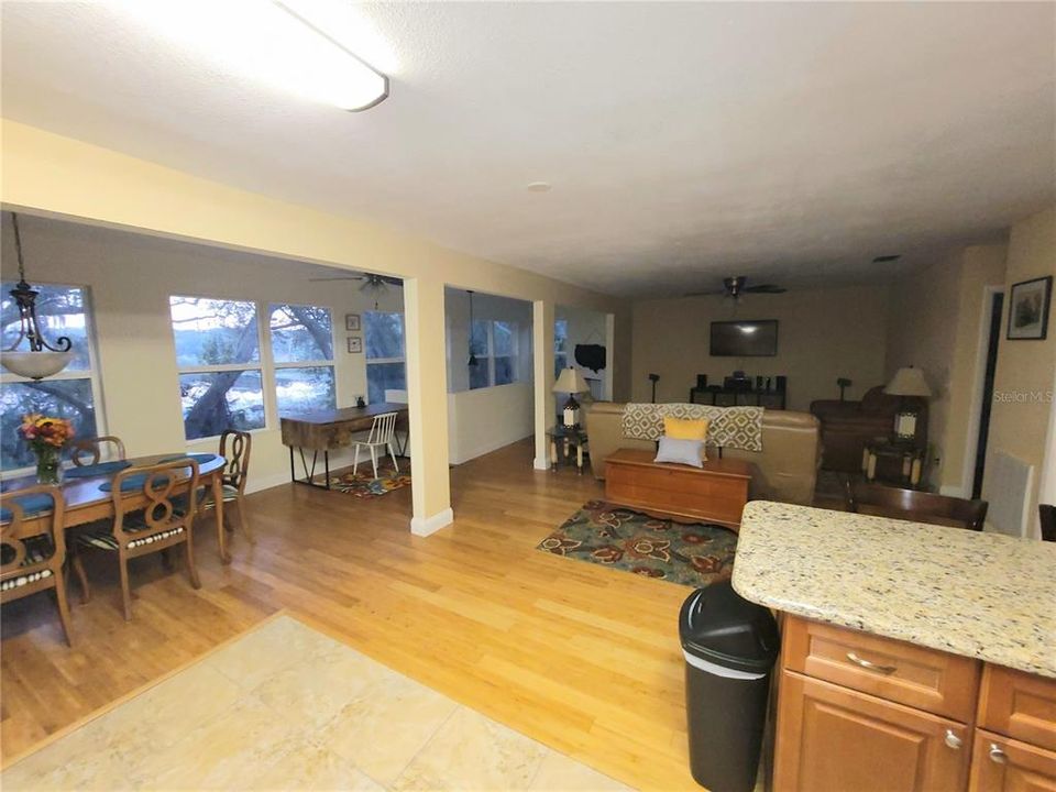 Enjoy the views from your Kitchen, Dining room and Family area. Nice wood flooring and tile in kitchen area.