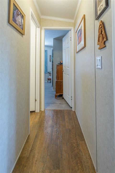 This is the hallway leading to bedroom #2 and bathroom #2.