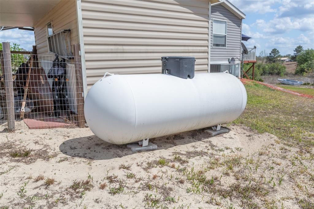 Propane tank that supplies fuel for the generator will remain also.