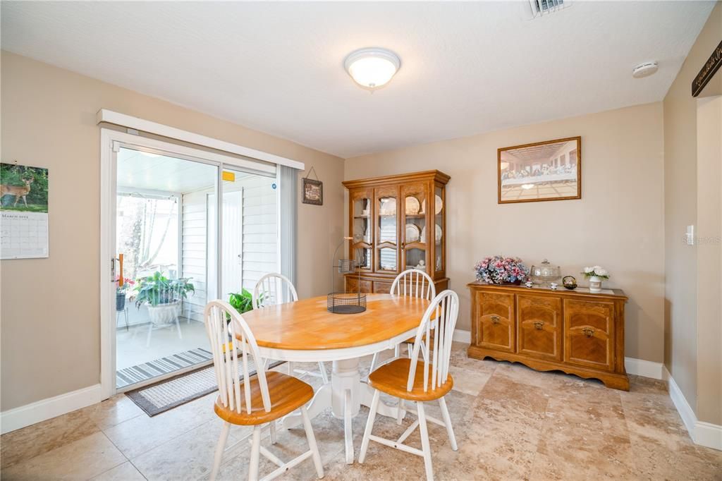 Dining room near sliding glass doors