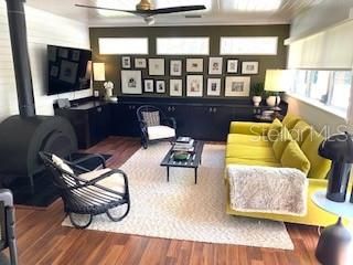 Family room with built in storage