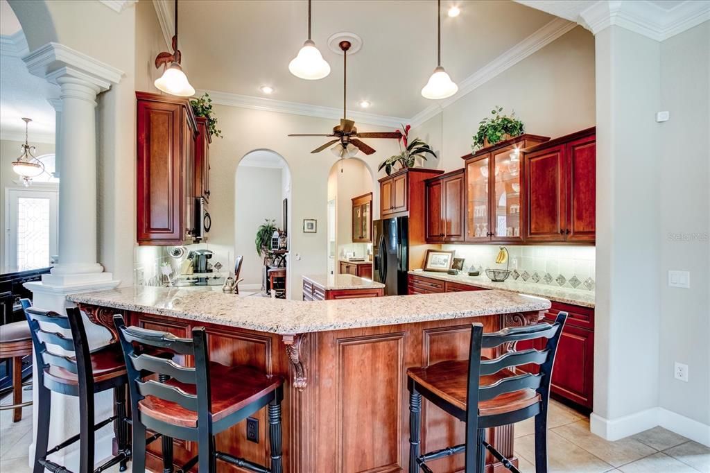 Beautiful kitchen with Cherry Cabinets & granite countertops.