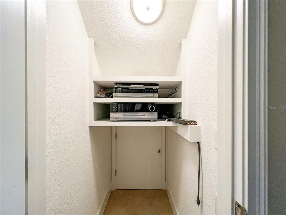 Extra storage under the stairs.