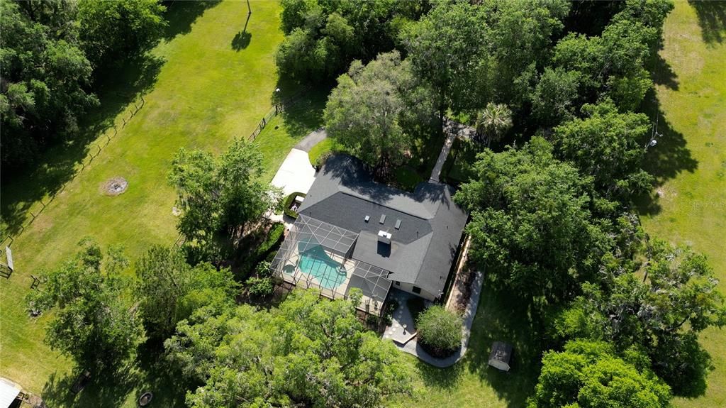Arial view of home and side pasture