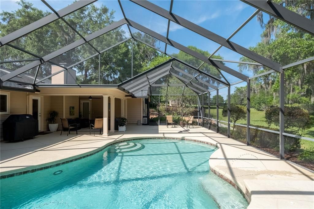 Pool and lounging area with room for dining