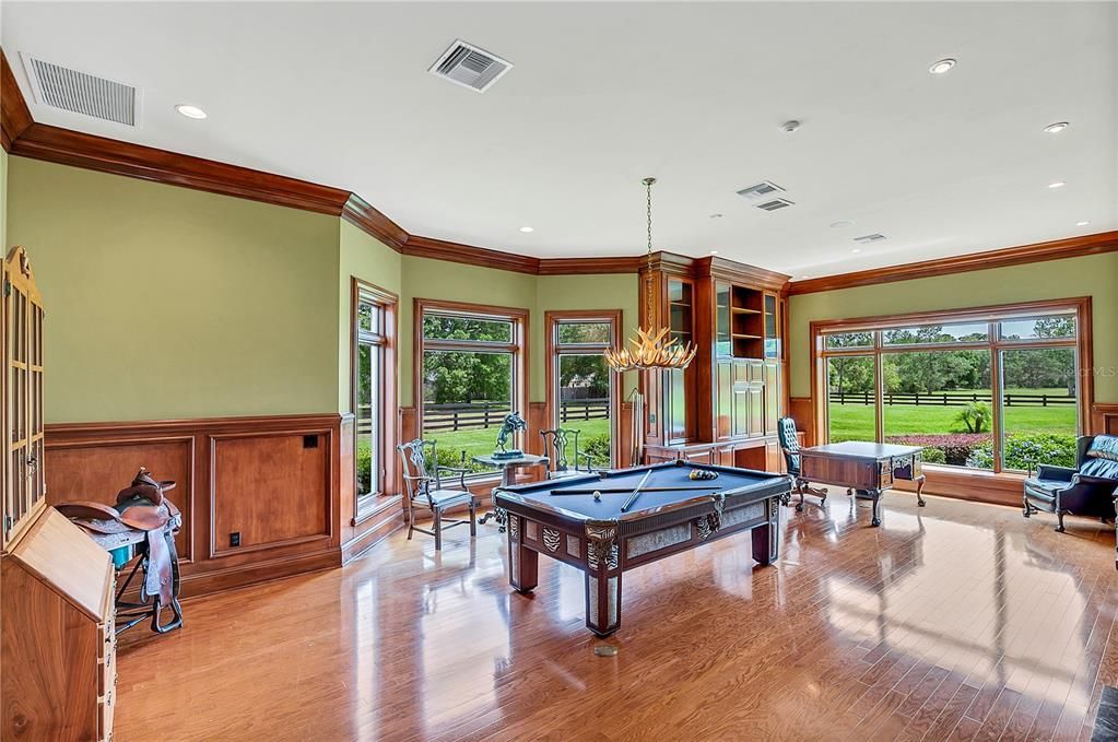 Expansive, private den/billiards room