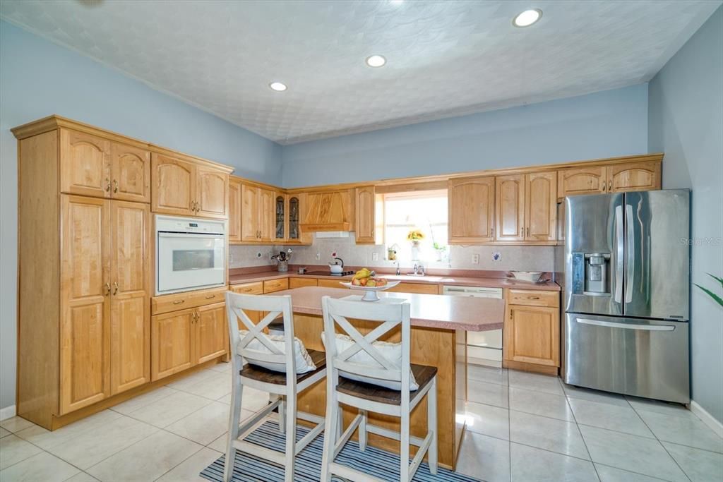 Spacious kitchen with center island.