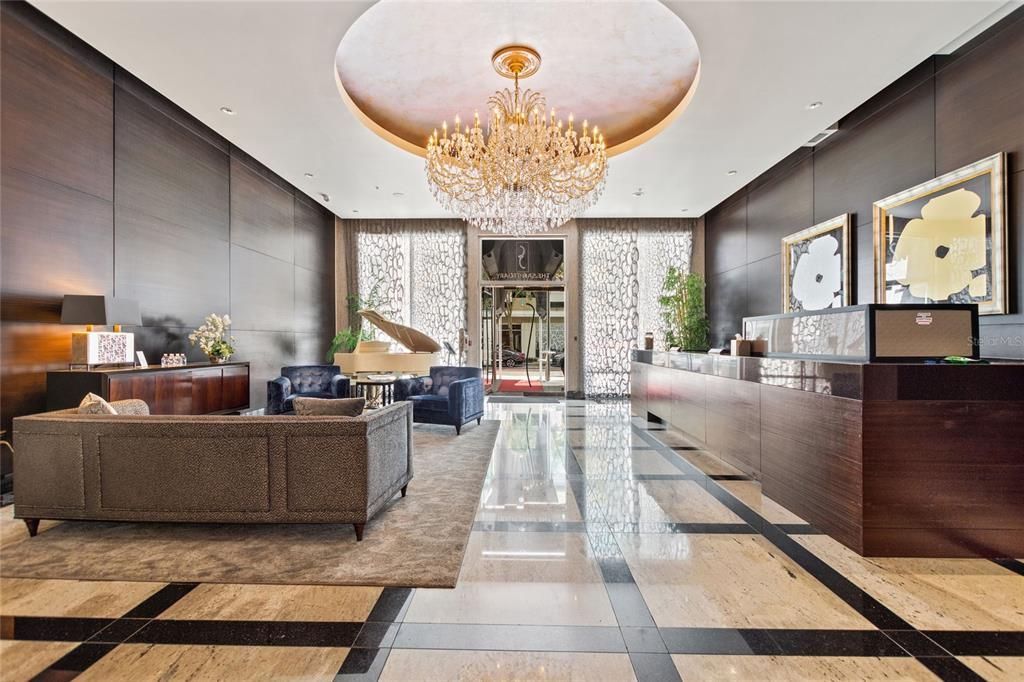 Elegant lobby with 24 hour concierge
