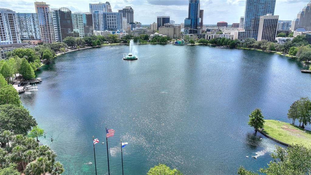 Lake Eola, home of Sunday's Farmer's Market, festivals, music and entertainment all year round