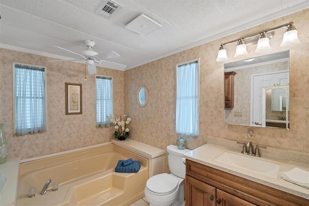 Garden style tub in master bathroom