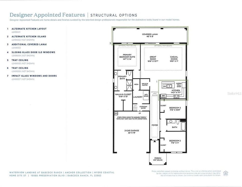 Myers floor plan with included features