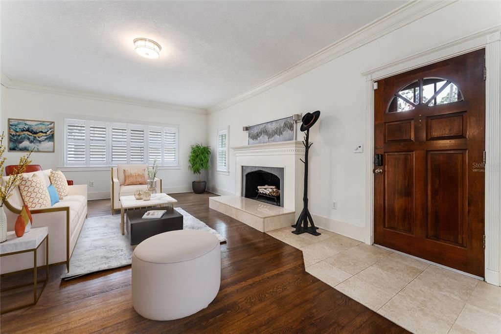 Virtually staged photo of formal living room