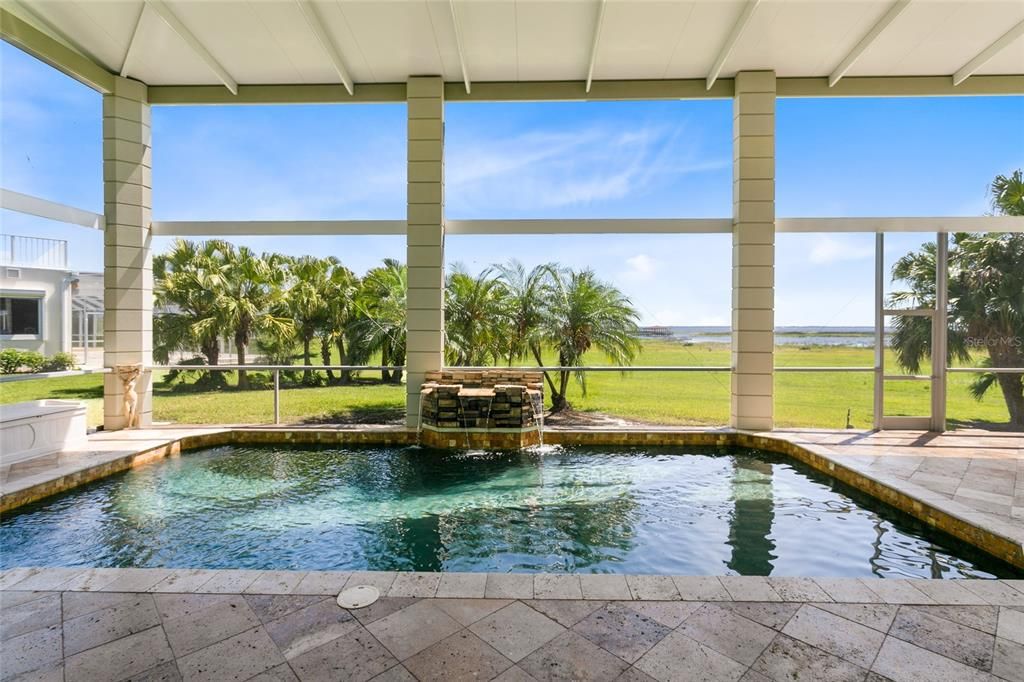 Fully Covered Pool and Entertaining Area with View the Lake Toho