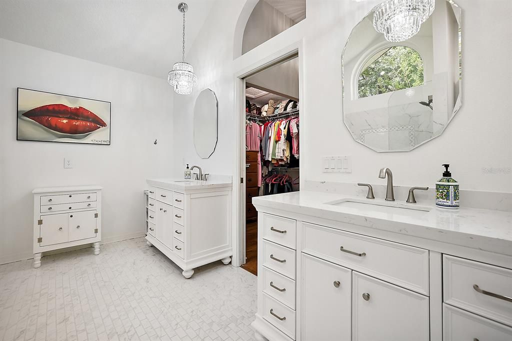 Master bath with dual vanities