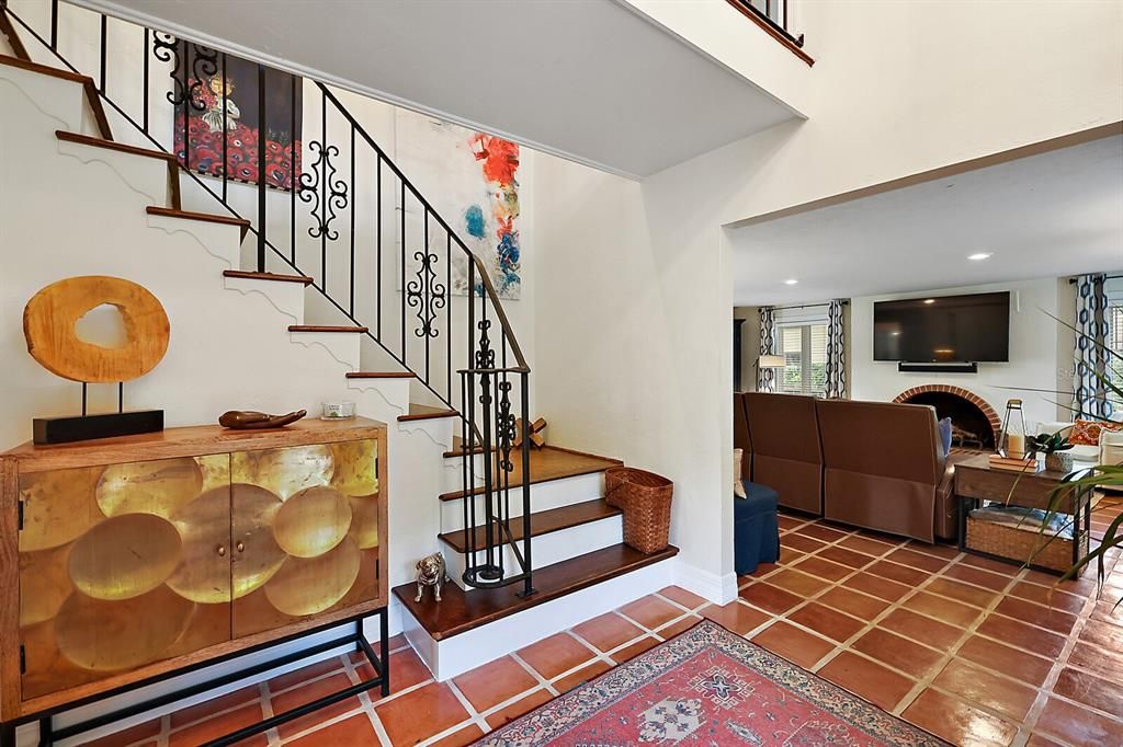 Gorgeous Saltillo tile entry flows into the main living areas.