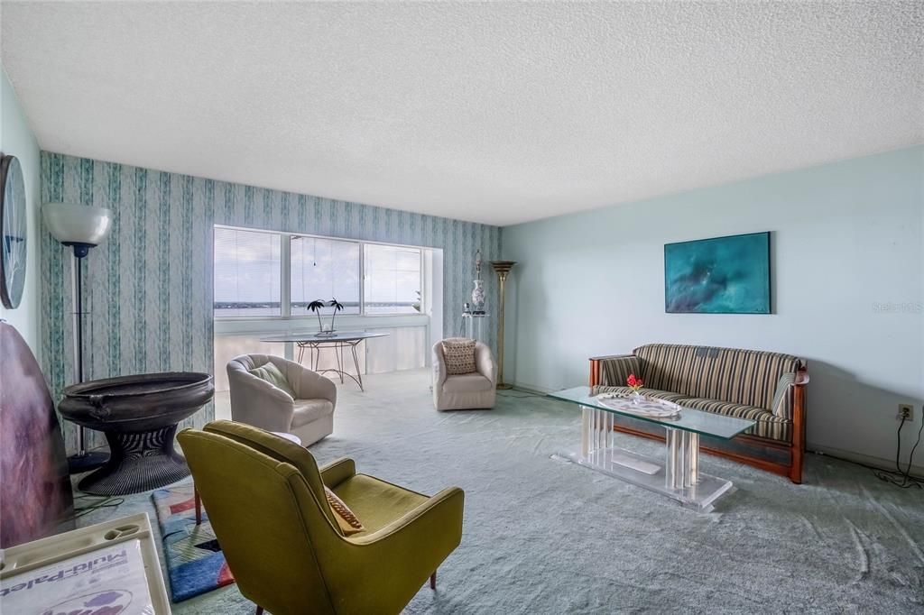 Living room and view of Lake Dora