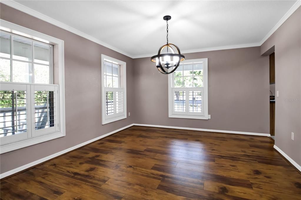 Formal dining room with newer chandelier