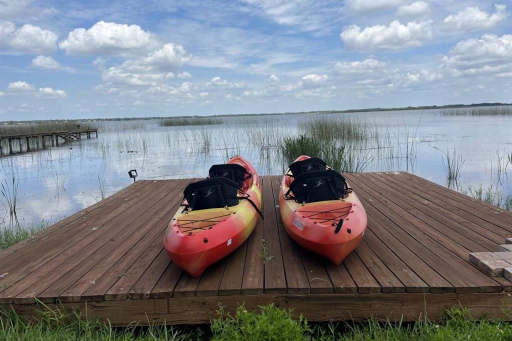 Two 13.5 Ft. Perception Rambler Kayaks for exploring Lake Hamilton!