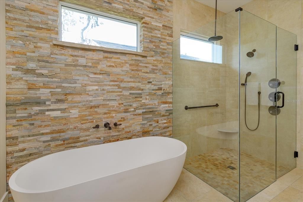 Downstairs Master Bathroom with soaking tub and walk in shower