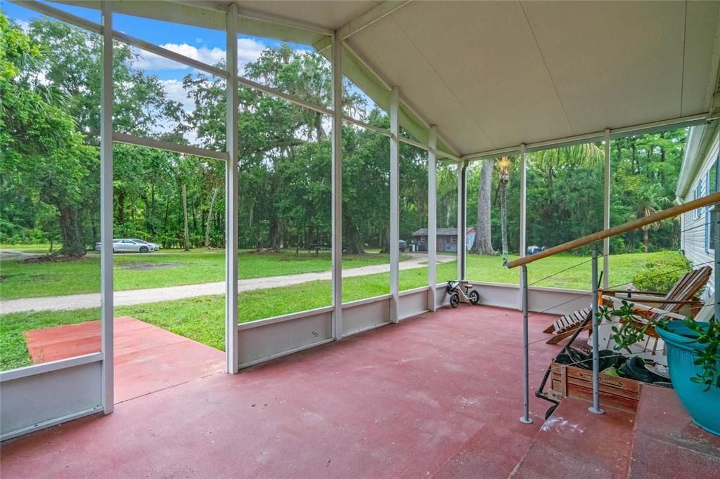 Inviting screened front porch