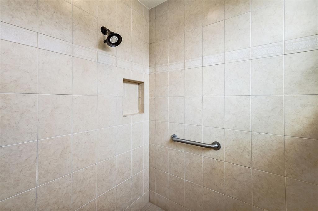 Tiled Roman walk in shower