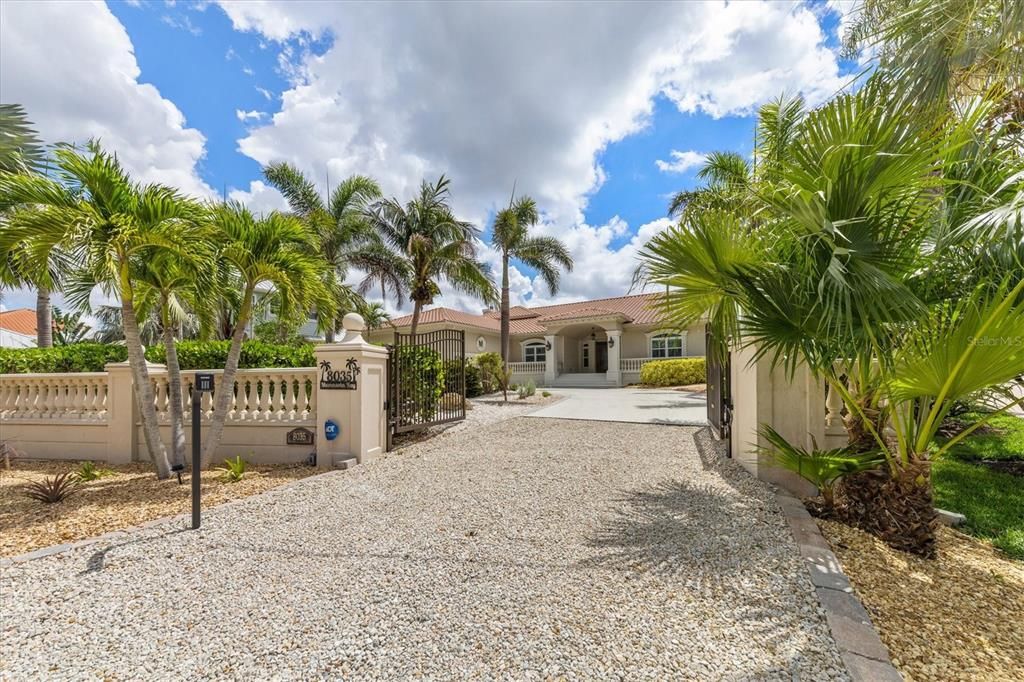 Gated entryway to estate