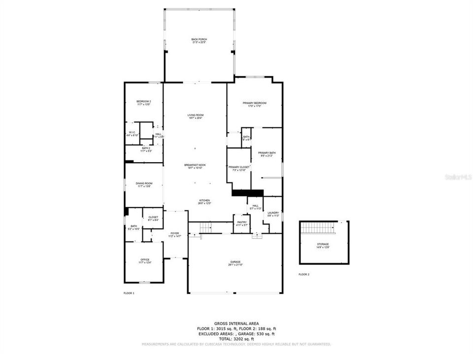 Floor plan with extra storage over the garage