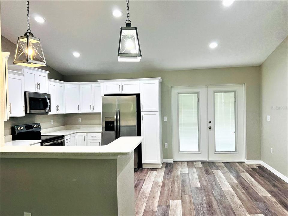 French Doors and dining area