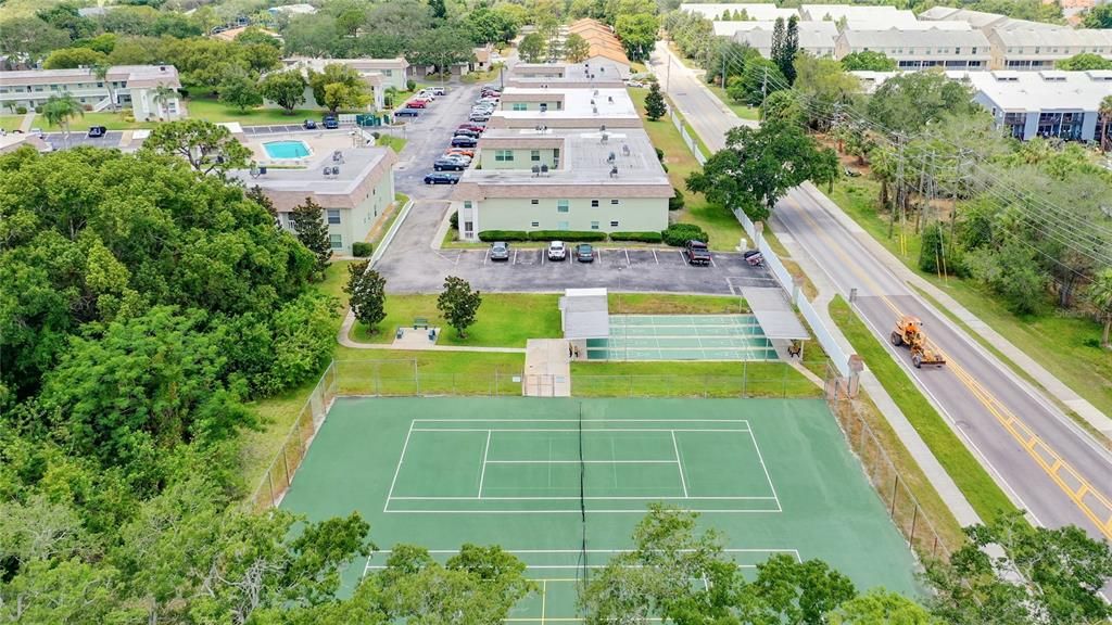 Community tennis courts and shuffle board courts