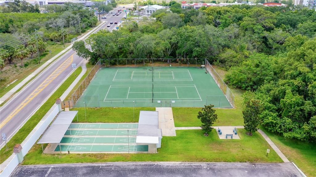 Community tennis courts and shuffle board courts