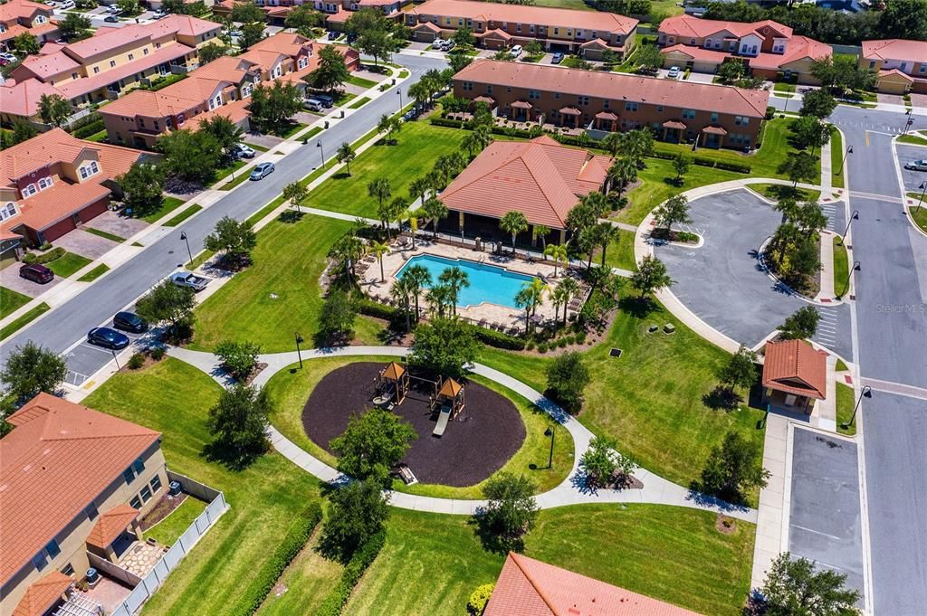 Aerial view of community amenities