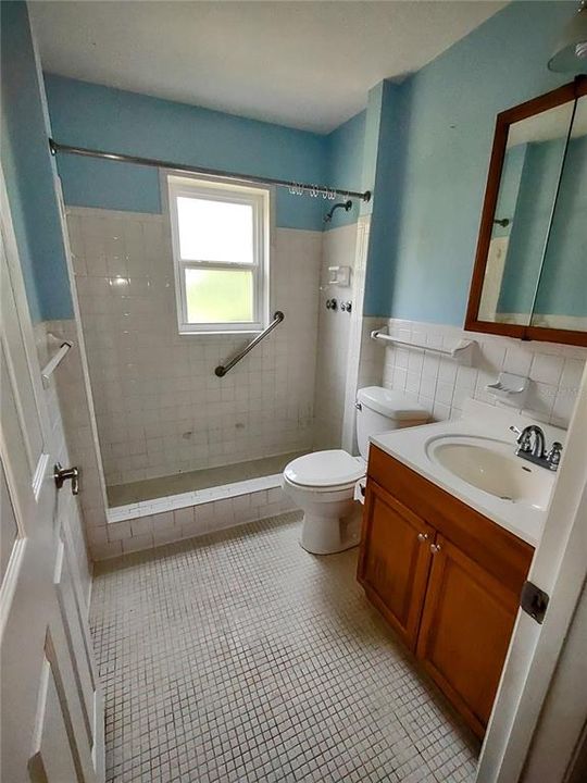 Second bathroom with step in shower