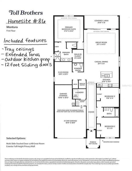 Montura floor plan with included features