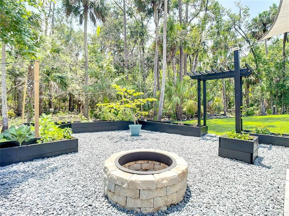 Firepit & raised garden beds