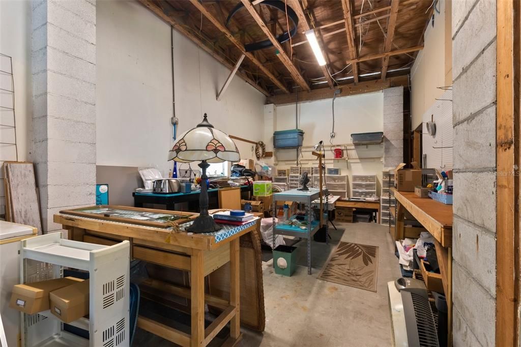 workshop area in garage