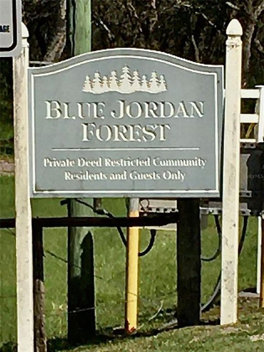 Blue Jordan Forest Entry Sign