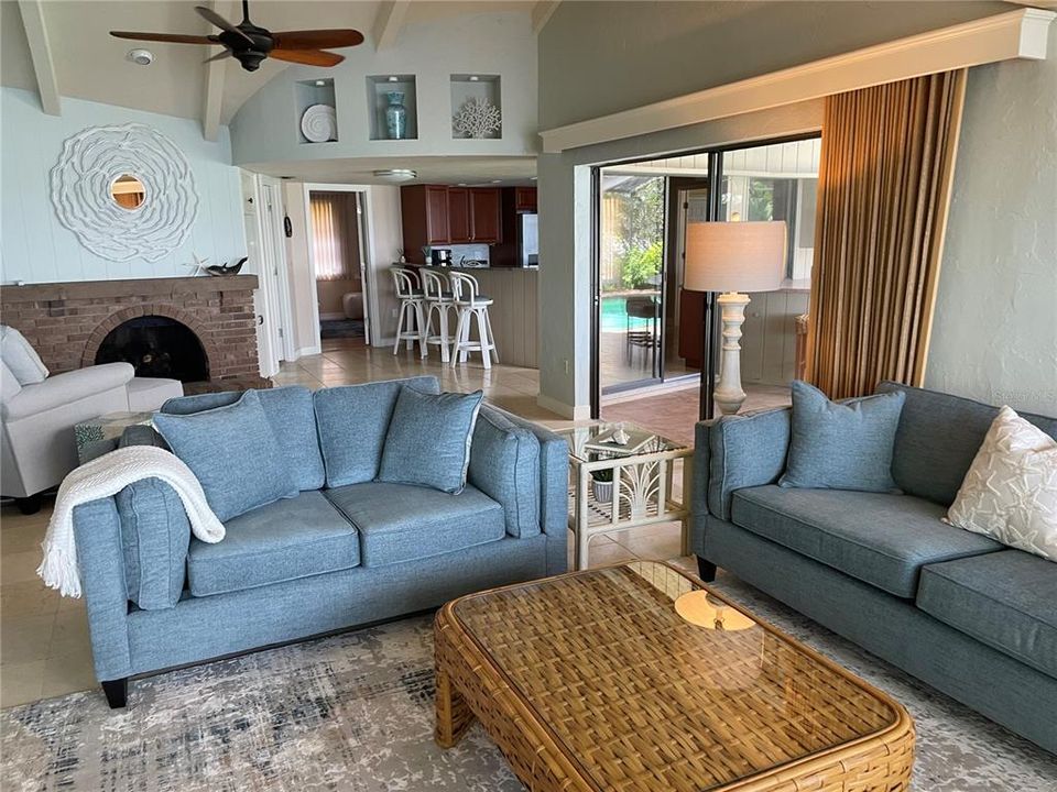 Family room and kitchen is an open plan.