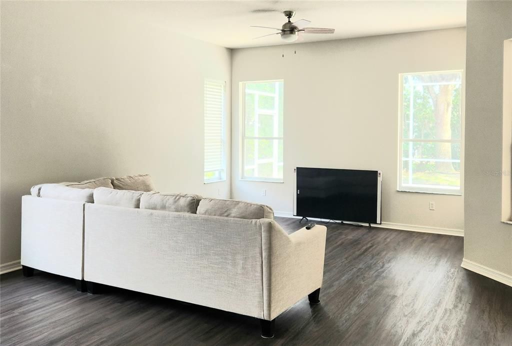 Spacious family room with lots of natural light