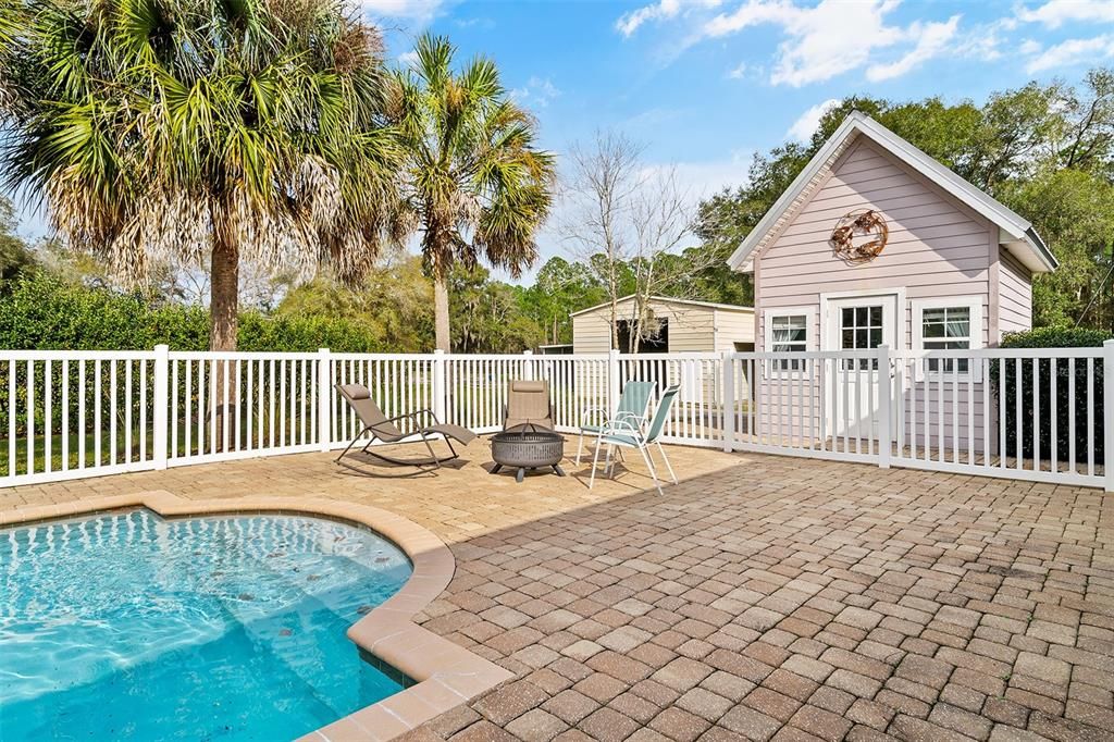 Pool cabana and firepit