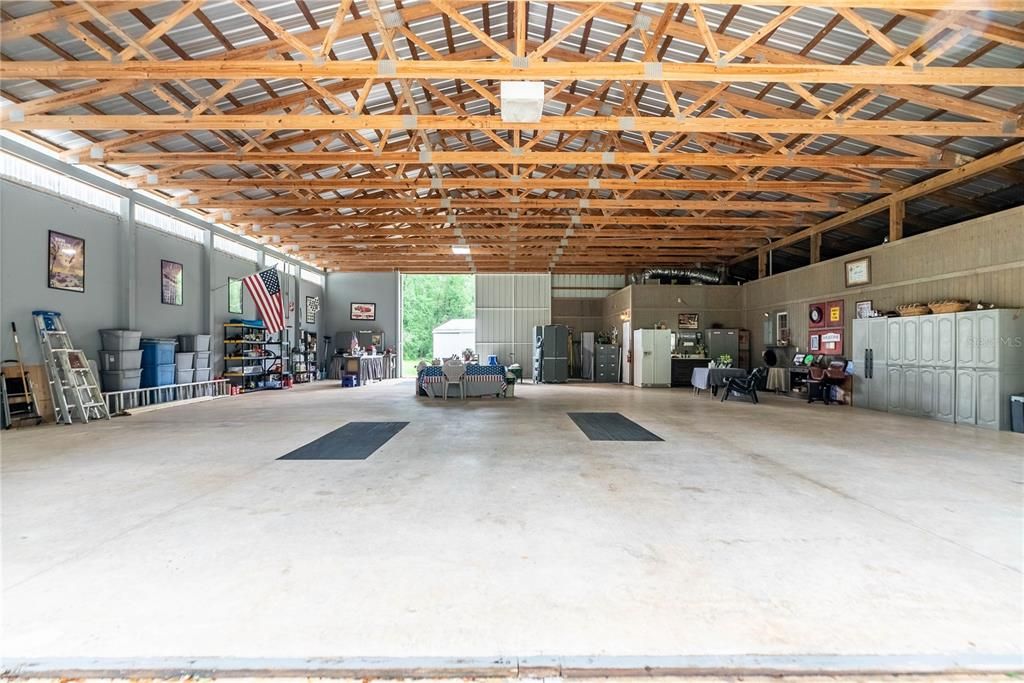 49 foot wide by 56 foot deep metal hangar. Hangar Apartment beyond the wall on the right.