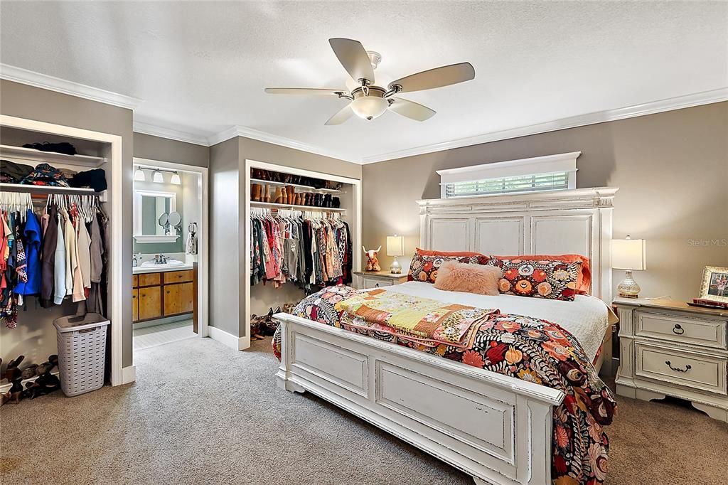 Master Bedroom with Dual Open Closets