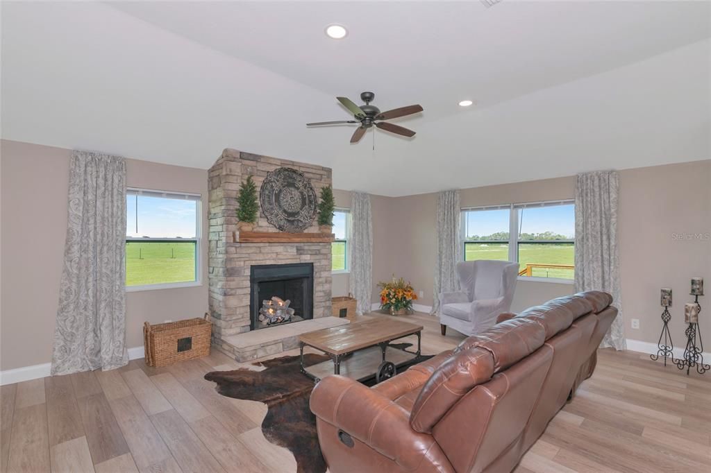 Living room with pasture views