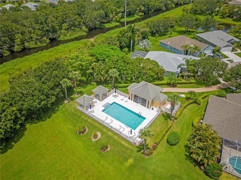 Aerial View of Pool and Cabana Area