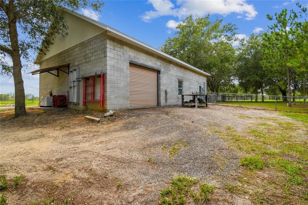 workshop has a large attic for storage