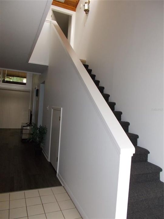 Lower level with extra storage under the stairs