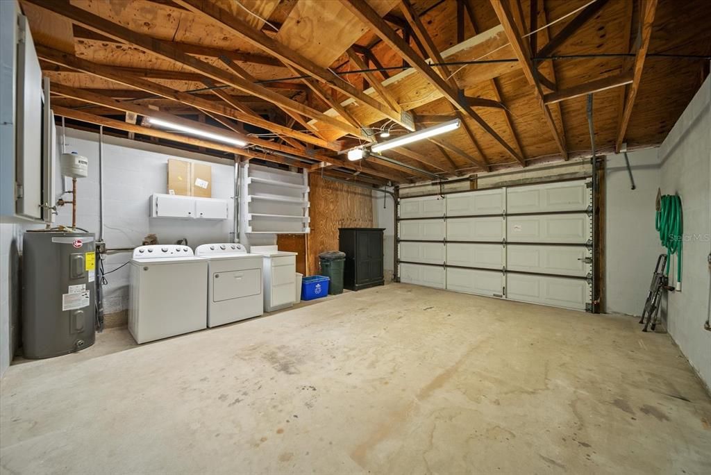 Oversized garage, washer, dryer, storage and new water heater