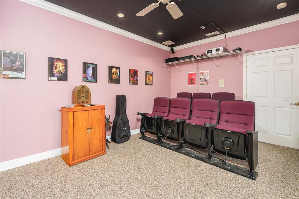 theater room with 7 chairs.