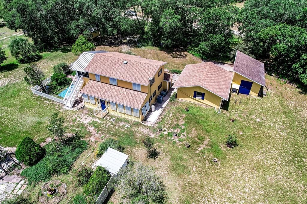 Aerial view of back of home