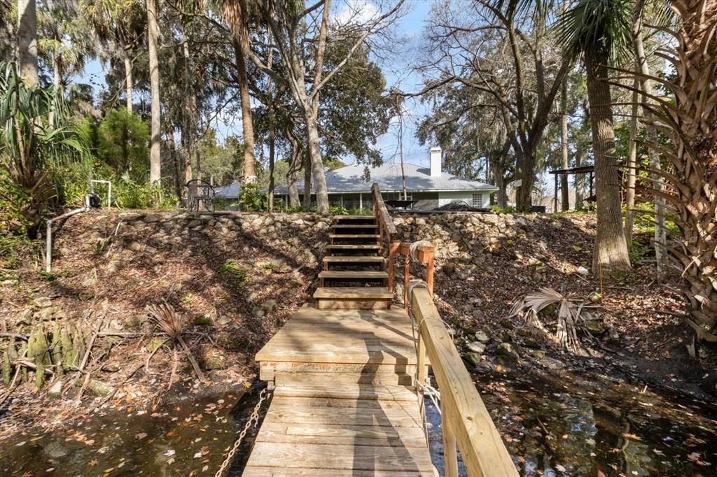 Floating dock and stairs to back yard
